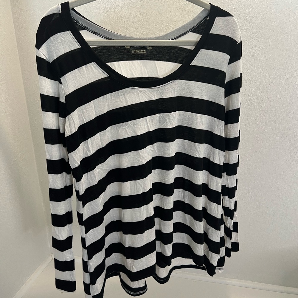 Peyton Jensen Monochrome Striped Blouse